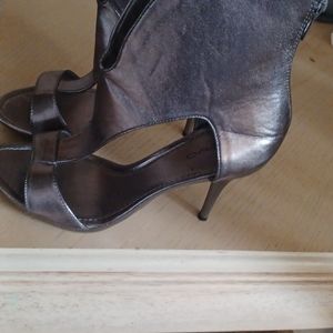 Ladies silver cutout boots.